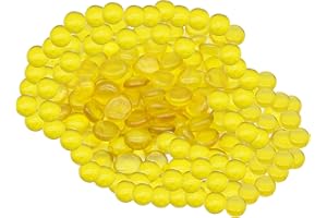 Neez Kieselsteine - Dekosteine für Garten, Balkon, Aquarium, Bunte, Fluoreszierende, Leuchtsteine - Muggelsteine, Glassteine & Glasnuggets (175 Gelbe Kieselsteine)