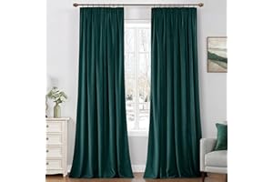 MIULEE Cortinas Terciopelo con Cinta Fruncida 2 Piezas 140x300 CM, Semiopacas Cortinas Dormitorio Terciopelo Verde Oscuro, Suave y Bonita Cortinas Salon Habitacion, Terciopelo Termica Aislante