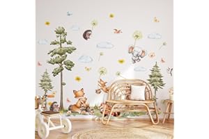 JETOP Naklejki ścienne Dzieci Pokój dziecięcy Lis Las Dżungla Zwierzęta Naklejki ścienne Pokój dziecięcy Dekoracyjne naklejki ścienne dla dzieci do przedszkola naklejki do pokoju dziecięcego naklejki