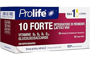 Prolife - 10 Forte, Integratore con 10 Miliardi di Probiotici per Flaconcino, Ricco di Fermenti Lattici e Vitamine del Gruppo B, 10 Flaconcini da 8 ml