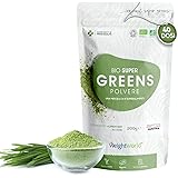 Bio Super Greens Polvere 200g - Mix di Superalimenti Vegani con Maca, Baobab, Matcha, Acai, Wheatgrass Powder, Semi di Lino, 