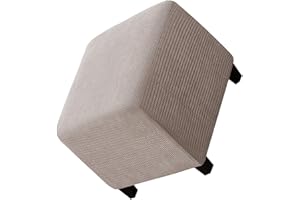 Genérico Funda Otomana Puff Cuadrada Redonda Elástica Funda de Reposapiés de Sofá 40x40 /45x45/50x50 Funda para Taburete Elástica Extraíble Moderno Protector de Puff con Parte Inferior Elástica