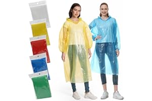 Habaylin Rain Poncho, 5 Pack Poncho Waterproof Adults, Clear Disposable Plastic Emergency Raincoats with Hood and Sleeves for Women & Men for Festivals, Camping, Theme Parks