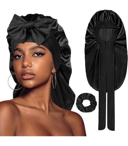 Cappellino Lungo In Raso Berretto Di Seta Per Capelli Cuffia Da Notte Lunghi, Bonnet Capelli Ricci Notte Cappello Per Dormire Cofano, Protezione Dei Capelli Durante Il Sonno, Morbida E Traspirante - Foto 6