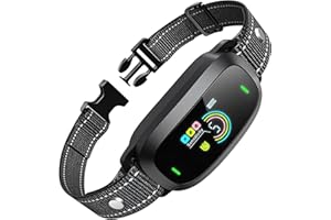 SOSHIEE Collare Antiabbaio per Cani - Ricaricabile, Impermeabile IP67 e 4 Modalità Inoffensive Suono/Vibrazione/Vibrazioni Forte 5 Livelli di Sensibilità Collari Anti Abbaio per Cani Piccoli/Medi/Grandi