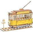 ROBOTIME 3D Puzzle Tram Car Wooden Model Kits for Adult to Build Your Own Laser Cut Jigsaw Building Construction Crafts Kits and Best Birthday Gifts