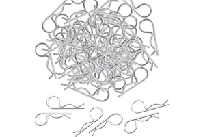 BVSRCP 100 Stücke karosserieklammern RC Car Pins, Edelstahl entfernende Universal RC Karosserieclips, Edelstahl B Typ Pin für 1/10 Fernbedienung Auto Shell Modell Ersatzteil, Silber Körper Shell Clip