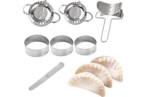 Yisscen Dumpling Maker Molde, Moldes para Ravioli de Diferentes Tamaños Molde de Bola de Masa de Acero Inoxidable Aplicar para Empanadillas, Repostería Manual de Pasteles, Accesorios de Cocina 7Pcs