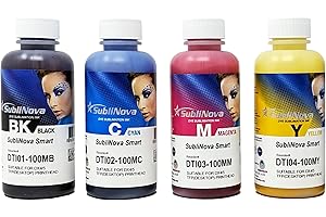 INK EXPERTS Ink Tec Sublinova Smart DTI Encres de sublimation 100ml Lot de 4 couleurs (C, M, Y, K).