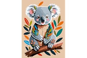 Modojuny pintura por números para adultos y niños, Paint by Numbers Kit con pigmento acrílico y pinceles, regalo y decoración de pared, 30 x 40 CM, koala colorido (sin marco), más de 9 años