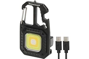 ‎BRENNENSTUHL Brennenstuhl Mini LED Latarka MTL 600 A (akumulatorowa latarka warsztatowa 600 lm, 7 trybów świecenia, brelok do kluczy, otwieracz do butelek, końcówki i klucze – np. na wypadek awarii lub na kemping)