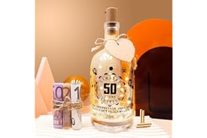 JUNUNDJING LED Flaschenlicht Geschenke zum 50 Geburtstag Frau Mann, Geschenk Deko 50. Geburtstag Frau Mann Deko Geschenk, Geschenke Für Frauen Männlich ab 50, Geldgeschenke Geburtstag 50