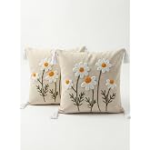 Orret Home 2 Adet 40x40 cm Punch Papatya Desenli Gizli Fermuarlı Kırlent Kılıfı Dekoratif Yastık Kılıfı Salon Oturma Odası Kı