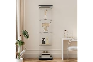 Beauty4U 4-Shelf Glass Display Cabinet, 64" Single Door Showcase Cabinet for Storage Collectables, Simple Quick Installation, Black