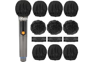 MOZEAT LENS 100 PCS Disposable Microphone Cover Black Non-woven Windscreen Mic Cover Protective Cap for Ktv Home Karaoke Bar News Interview Most Handheld Mic