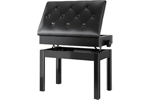 MAMIZO Sgabello Pianoforte Regolabile in Altezza 56x33x58CM, Panca Pianoforte con Spazio di Archiviazione, Sgabello per Pianoforte Carico Massimo 150KG, 4 PCS Gambe Pianoforte Legno Massello, Nero