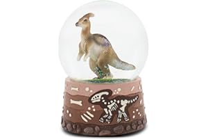 Elanze Designs Parasaurolophus Dinosaur Fossil Dig Bone Paleontologist Museum 100MM Sturdy Tabletop Musical Glitter Water Snow Globe Figurine Play Tune Born Free
