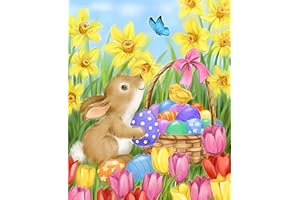 RICUVED Kits de Peinture Diamant de Pâques, Kits de Peinture Diamant 5D Bunny pour Adultes Diamants Ronds Kits de Peinture Diamant de Animaux Kits d'Art Cristal Diamant pour la Décoration 30x40cm