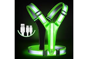 Samlior LED Chaleco Reflectante, 5 Colores y 3 Modos de Luz LED Recargable Chalecos Reflector Seguridad, Alta Visibilidad Tirantes Reflectantes para Correr Ciclismo Hacer Deportes en Exterior