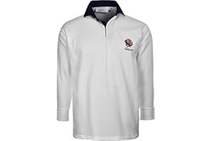 Active Wear England Rugby Full Sleeve Shirts with Embroidered Logo Sizes S to 5XL (White)