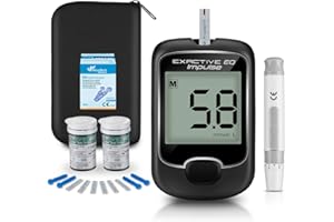 SEEYC Medidor de glucosa en sangre, kit de prueba de glucosa en sangre con tiras de prueba de glucosa en sangre x 50 y dispositivo de punción por Exactive EQ Impulse - mg/dL