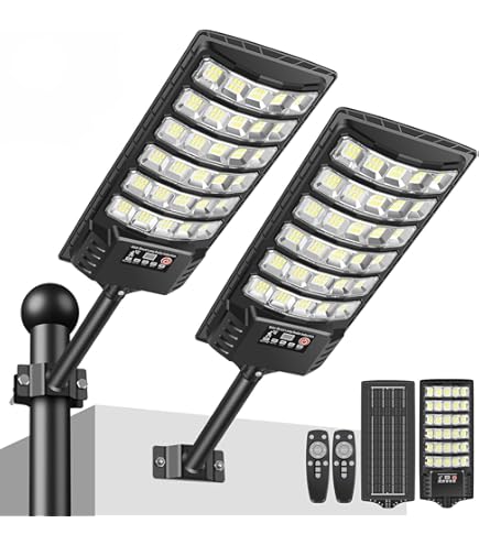 Lampione LED Solare Esterno Openspaceshop 1200W - Con Telecomando E Sensore Crepuscolare, Per Giardino E Vialetto - 2