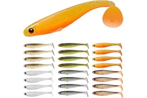 TRUSCEND Leurres de Pêche pour Bass Trout Crappie Multi-Purpose Paddle Tail Swimbaits Appâts de Pêche en Plastique Souple pour Eau Douce et Eau Salée Bass Walleye Lure Cadeaux de Pêche pour Hommes