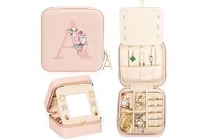 Enthralite Travel Jewellery Box for Girls: Traveling Jewellery Case Gift for Women - Mini Organiser for Necklaces Earrings Pink A