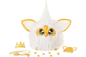 Furby Gold Glam Interaktive Plüschtiere für 6 Jahre alte Mädchen & Jungen & Up, Sprachaktivierte Animatronik, spricht Englisch & Furbish, Weiß (Amazon Exclusive)