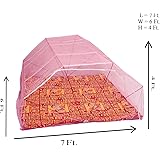 Elegant Mosquito Net King Size/Queen Size Bed 6 * 7 Feet Foldable - Polynet (Pink Color) Mosquito Net
