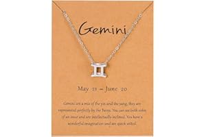 GENERIC Silver Star Sign Pendant Chain Necklace - Gemini (21st May - 21st June) - Zodiac Constellation Horoscope Celestial Astrology Jewellery - Women Men Gift