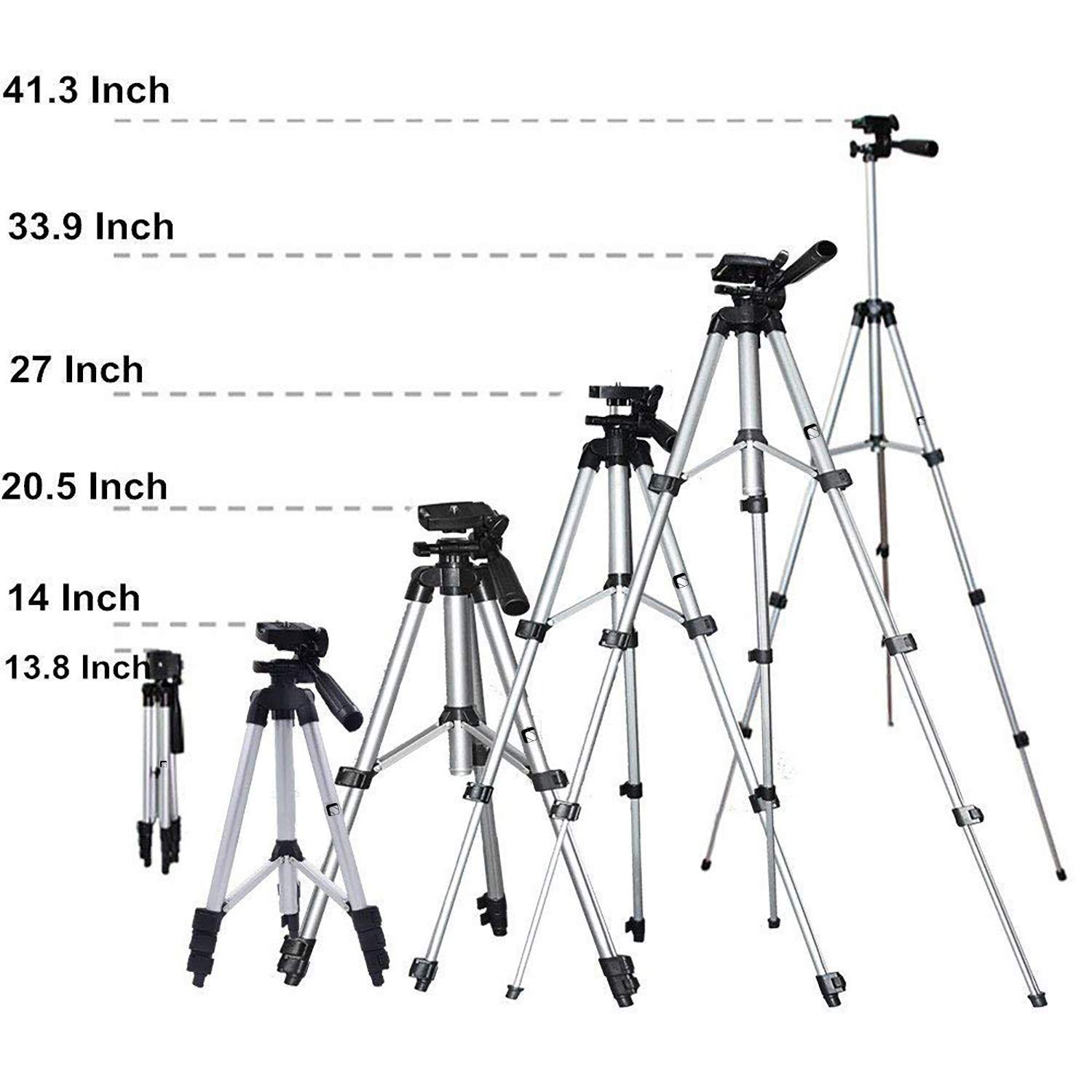 Tygot Adjustable Aluminium Alloy Tripod Stand Holder for Mobile Phones & Camera, 350 mm -1020 mm, 1/4 inch Screw + Mobile Holder Bracket - Image 9