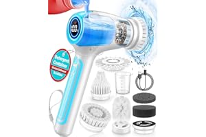 HOMENOVA Electric Cleaning Brush, 9-in-1 Electric Spin Scrubber with Dual-Speed & Spray Tank, USB Rechargeable Scrubbing Brush for Bathroom, Tiles, Floors & Home Cleaning