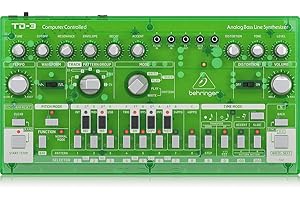 Behringer TD-3-LM Analoger Basslinien-Synthesizer mit VCO, VCF, 16-Stufen-Sequenzer, Verzerrungseffekte und 16-Sprach-Polykette, kompatibel mit PC und Mac