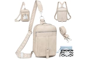 Travistar Brusttasche Sling Bag Damen Herren 2 in 1 Rucksack Damen Wickeltasche mit 2 Abnehmbare Schultergurte und Feuchttuch-Tasche, PU Leder Umhängetasche Schultertasche Crossbody Bag Damen Weiß