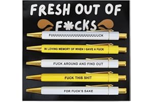Kaempe Funny Pens, Fresh Out of Fucks Pen Set, Swear Word Daily Pen Set, Ballpoint Pen Set Secret Santa Gifts, Retractable Funny Pens with Sayings for Adult Coworkers Office Supplies Women