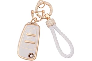 Koaudb - Funda Completa para Llave de Coche para Audi con cordón para Llavero, 3 Botones, Funda de TPU Suave para Llave para Audi A1 A3 A4 A6 A8 Quattro Q2 Q3 Q7 S3 S6 RS3 RS6 R8 TT TTS (Ad-3)