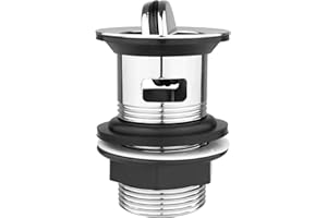 Xcel Home Desagüe de lavabo con ranura cromada G 1 1/4 – giratorio redondo de latón para desbordamiento de lavabo de baño