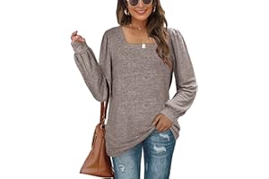 Aokosor Jumpers for Women Sweatshirts Ladies Square Neck Long Sleeve Tops Loose Fit