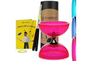 Diabolo Fritidssport jonglerings-set Pro med kullagrad Diabolo (transparent rödrosa), handpinnar av aluminium, ersättningssla