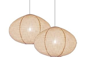 METHEDEECO 2pcs 50CM Lampenschirm Boho Lampenschirm Leinen, Handgefertigter Minimalistischer Hängelampenschirm für Wohnzimmer, Schlafzimmer, Flur und Esszimmer (50 CM)