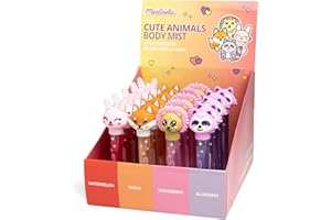 MARTINELIA – Eau De Toilette Pour Enfant - Parfum De Poche Animaux Pour Fille - Routine Beauté - Bouchon Animal Trop Mignon - Modèle Aléatoire (Pastèque ou Pêche ou Fraise ou Myrtille) - 1 Unité