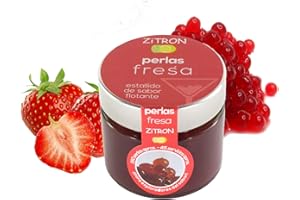 ZITROMAC SOLUCIONES CITRICAS Perles de cocktail à la fraise. Concentré de fruits en perles pour cocktail / décoration / tapas / salades / Noël / boissons. Sphères de zitron de haute qualité. Bocal de 180gr, 160-180 sphères.