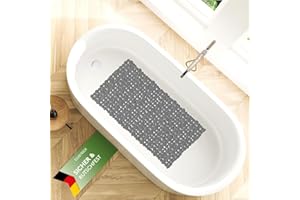 SilverRack - Tappetino da bagno antiscivolo 88 x 40 cm, per vasca da bagno, senza BPA, resistente alla muffa e lavabile in lavatrice, colore grigio scuro e effetto pietra