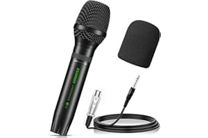 aokeo Dynamisches Mikrofone, A350 Karaoke Mikrofon zum Singen mit Popschutz Schaumstoff und 5m XLR Kabel. Handmikrofon kompatibel für Lautsprecher,Maschine,Verstärker,Mixer-Sprache, Hochzeit