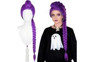EKUKEON Lange lila Perücke Cosplay – Anime Cosplay Perücke Für Damen Und Herren,Lange Lila perücke,lila Zopfperücke,lange Zopfperücke Realistische Halloween-Cosplay-Requisite Für Halloween Karneval