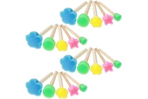 Nogeqi 20 Stück Schwammpinsel Malerei Kinder Schwammstupf Pinsel Pinselset Schaumstoff Schwämme Tupfpinsel Schaumstoffpinsel Stupfpinsel zum Malen für DIY Malerei Handwerk Keramik Werkzeuge