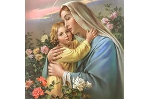 YSCOLOR Diamond Painting 5D DIY Diamante Mosaico Madonna Y Niño Religión 3D Diamante Pintura Kits De Punto De Cruz Bordado De Diamantes Decoración del Hogar Virgen 30X30Cm