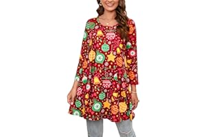 Enmain Womens Casual Tunic Tops Long Sleeve Ladies Longline Tunic Blouse Shirts Round Neck Plus Size Tunics Dress Floaty T Shirt for Women,S-3XL