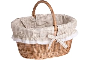 e-wicker24 Alles aus Weide - Cesto per la Spesa in Vimini, Stile Vintage, Forma Ovale, Stile retrò